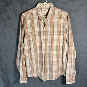 BKE 67 Button Shirt Mens Size XL Western Pearl Snap 11947AM Plaid Brown